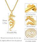 wholesale Gold 925 Sterling Silver Dragon Pendant Necklace for Men Women Valentines Day Gifts-0-5