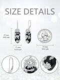 wholesale 925 Sterling Silver Obsidian Sunflower Chakra Earrings for Healing & Luck, 25x11mm-0-4