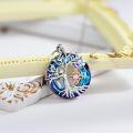 wholesale 925 Sterling Silver Tree of Life Goddess Necklace with Blue Crystal and Rose Gold Charm s for Women-0-3