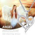wholesale 925 Sterling Silver Opal Heart Angel Pendant - Cute Guardian Angel Necklace  for Women & Daughters-0-5