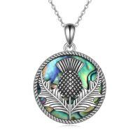 wholesale 925 Sterling Silver Thistle Necklace Wholesale With Abalone Shell-Scottish Thistle
