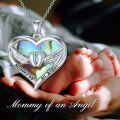 wholesale 925 Sterling Silver Abalone Shell Heart Angel Baby Pendant Necklace for Women-0-5