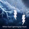 wholesale 925 Sterling Silver White Opal Lightning Bolt Dangle Earrings for Women Girls Minimalist Thunder Drop s Accessories-0-5