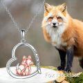 wholesale 925 Sterling Silver Fox Love You Forever Heart Pendant Necklace-0-4