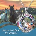 TOUPOP Sterling Silver Crystal Horse Necklace For Women Birthday Gifts-0-2