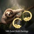 wholesale 14k Gold Red Enamel Hedgehog Crescent Moon Stud Earrings-0-1