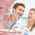 wholesale 925 Sterling Silver Heart-Shaped Flower Pendant Necklaces with I Love You Forever Engraving for Women Girls Gifts (Lotus)-0-1