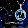 wholesale 925 Sterling Silver Blue Crystal Aquarius Constellation Pendant Necklaces for Women Astrology Gifts-0-4