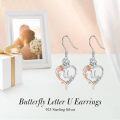 wholesale TOUPOP Rose Heart Earrings For Women Sterling Silver Butterfly Initial U Letter Drop Dangle Earrings Anniversary Birthday Christmas Jewelry Gifts For Her Wife Girlfriend Mom -0-2