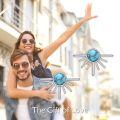 wholesale 925 Sterling Silver Moonstone & Turquoise Stud Earrings with Small Sun Design for Women-0-5