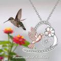 wholesale TOUPOP Sterling Silver Hummingbird Necklace Gifts For Women Hummingbird Pendant With Flowers Bird Necklace Animal Jewelry Gifts -0-1