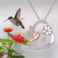 TOUPOP Sterling Silver Necklace with Stones Hummingbird Pendant Flower Bird Animal Jewelry Gifts for Women-0-1