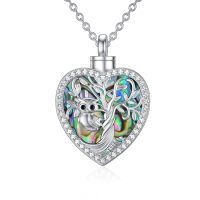 TOUPOP Sterling Silver Tree Of Life Owl Cremation Urn Pendant Necklace-undefined