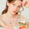 wholesale 925 Sterling Silver Dolphin Anchor Necklace With Blue Crystal And Rose Gold Starfish Detail-0-4