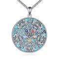 wholesale 925 Sterling Silver Round Pendant with Turquoise and Multi-Colored Stones - 6 Pointed Star of David Necklace for Men & Women-0-0