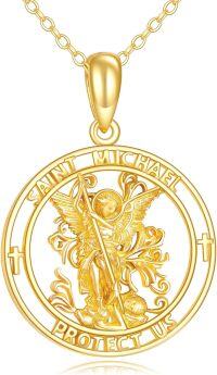 wholesale 14K Gold St Michael Archangel Medal Necklace Protection s for Women-St. Michel