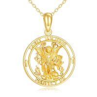 wholesale 14k Gold Saint Michael Protect Us Angel Medal Pendant Necklace-St. Michel