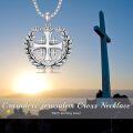 wholesale 925 Sterling Silver Jerusalem Cross Laurel Wreath Pendant Necklace  for Men-0-4