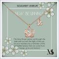 wholesale 925 Sterling Silver OM Lotus Sideways Pendant Necklace w/ Inspirational Quote Gift Card for Women & Girls' Birthdays-0-0