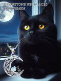 wholesale 925 Sterling Silver Moon Heart Cat Pendant Necklace for Women Gifts-0-1