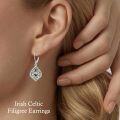 wholesale 925 Sterling Silver Filigree Teardrop Drop Dangle Birthstone Earrings-0-2