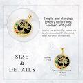 wholesale 925 Sterling Silver Plated Gold Tree of Life Round Pendant with Seven Chakra Stones and Chain for Women-0-5
