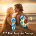 wholesale 925 Sterling Silver Turquoise Double Ball Stud Earrings with Gold Plated Claw Design-0-2