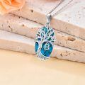 TOUPOP Sterling Silver Turquoise Family Tree Initial Pendant Necklace-0-2