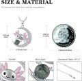 wholesale 925 Sterling Silver Green Moss Agate Moon Axolotl Pendant Necklace for Women's -0-1