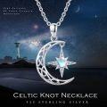 wholesale 925 Sterling Silver Moonstone Star & Crescent Moon Pendant Necklace for Women - Celtic s-0-4