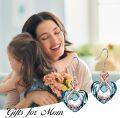 wholesale 925 Sterling Silver Blue Crystal Rose Heart Mom Drop Earrings-0-1