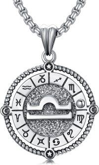 wholesale Sterling Silver Stone Zodiac Necklace 12 Constellation Horoscope Pendant-Libra