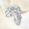 TOUPOP 14k White Gold Plated Moissanite D VVS1 Engagement Wedding Ring Set-0-4