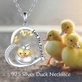 wholesale 925 Sterling Silver Love You Forever Heart Pendant with Gold Duck Charm Necklace-0-1