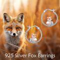 wholesale 925 Sterling Silver Fox Head Hoop Earrings w/ Gemstone - Gift Idea for Her-0-5