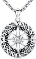 wholesale 925 Sterling Silver Compass Pendant Travel Necklace  for Women and Men -0-0