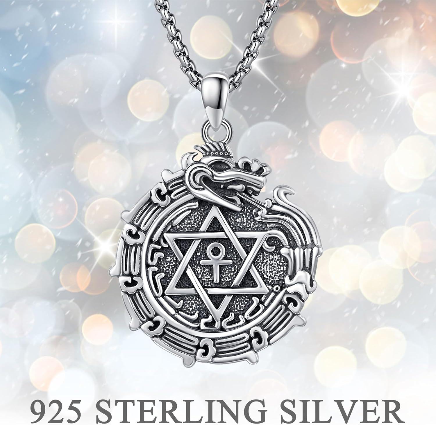 wholesale 925 Sterling Silver Aztec Ouroboros Poseidon Skull Eye Of Horus Pendant for Men's Necklaces-0-6