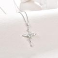 wholesale 925 Sterling Silver Rose Cross Pendant Necklace for Women - Christian Jewelry Religious Gift-0-1