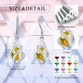 wholesale 925 Sterling Silver Twisted Design Yellow Gemstone Drop Earrings-0-2