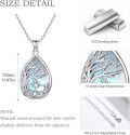 wholesale 925 Sterling Silver Teardrop Moonstone Tree of Life Pendant Necklace with Star Charm - Family s for Women-0-3