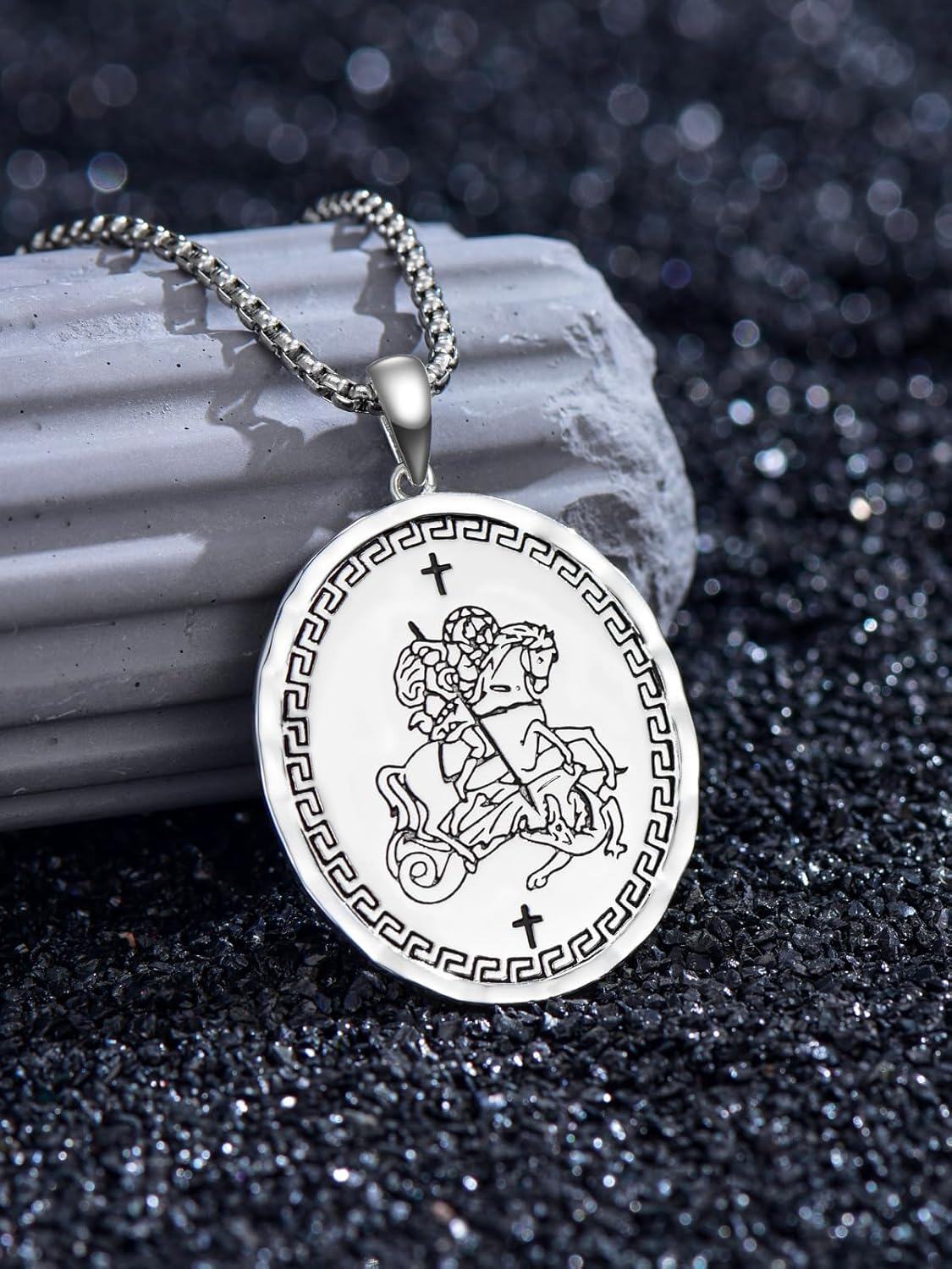 wholesale 925 Sterling Silver Saint Michael and Virgin Mary Catholic Amulet Necklace with Cross Pendant for Women Men Gifts Jewelry with Stainless Steel Chain-0-3
