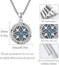 wholesale 925 Sterling Silver Round Compass Photo Locket Pendant Necklace  with Blue Crystal Accents and Chain - Memorial Jewelry for Women-0-4