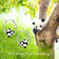 wholesale 925 Sterling Silver Panda Bear Hoop Earrings for Women Girls -0-5