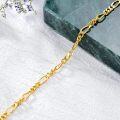 wholesale 18K Gold Figaro Link Chain Bracelet with Heart Charm for Women s-0-3
