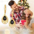 wholesale 925 Sterling Silver Teardrop Black Onyx Filigree Drop Earrings Gift for Women-0-6