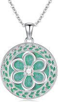wholesale 925 Sterling Silver Green Opal Four-Leaf Clover Flower Pendant Necklace-0-0