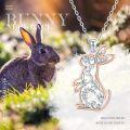 wholesale 925 Sterling Silver Rose Gold Plated Floral Bunny Pendant Necklace for Women-0-4