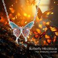 wholesale 925 Sterling Silver Multi-Color Stone Butterfly Pendant Necklace - Elegant Charm  for Her-0-4