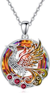 wholesale 925 Sterling Silver & Crystal Phoenix Necklace for Women, Rebirth Symbol Gift for Mom Wife Daughter Sister, 18+2 Adjustable Chain-Style 1-Fire Phoenix