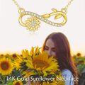 wholesale 14K Gold Infinity Sunflower Pendant Necklace for Women Girls Gifts-0-5